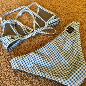 Jolyn Blue Gingham Bikini Set Size Small